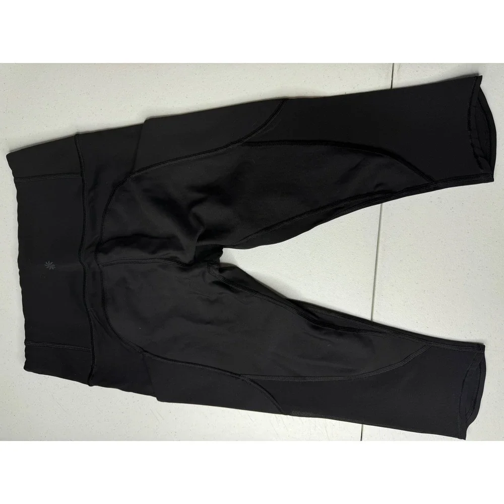 Athleta Women Black High Rise‎ Crop Leggings with Pockets Size S